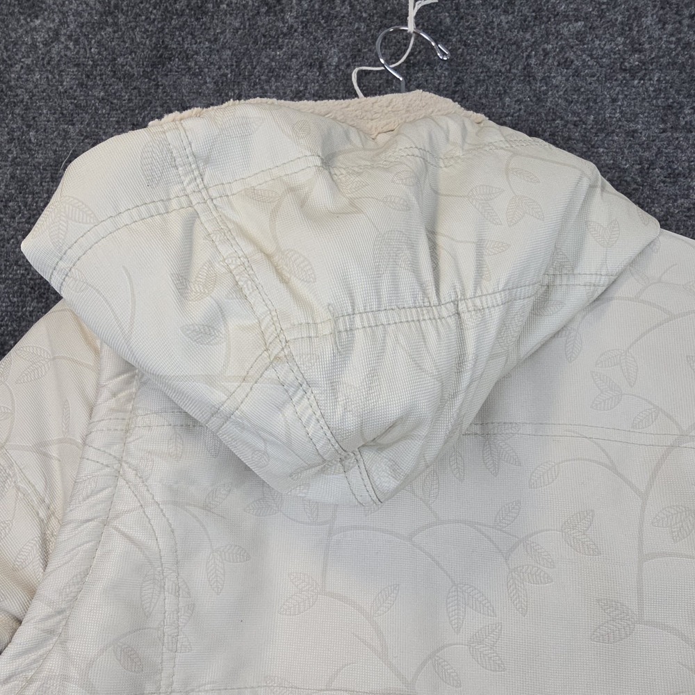 O'Neill Womens XL Sherpa Lined Jacket Ivory Hooded Zip Off Sleeves Floral‎ - Picture 8 of 13